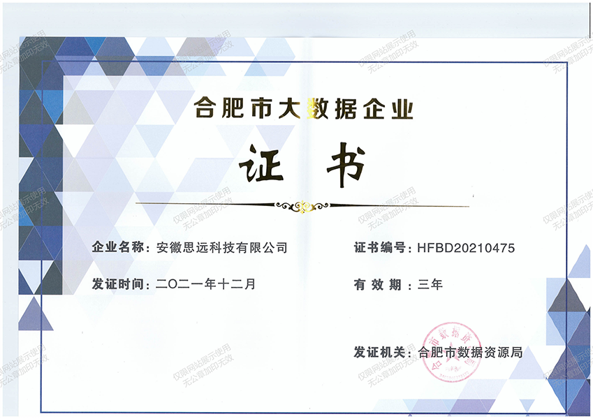 喜报！热烈庆贺我司取得合肥市大数据企业证书！(图2)